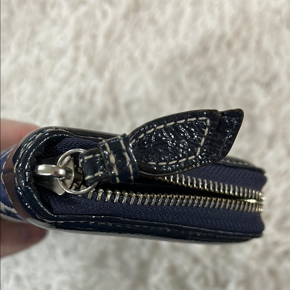 Coach Signature Jacquard Long Zip Around Wallet Navy & Gray | Pristine Condition - Picture 3 of 11